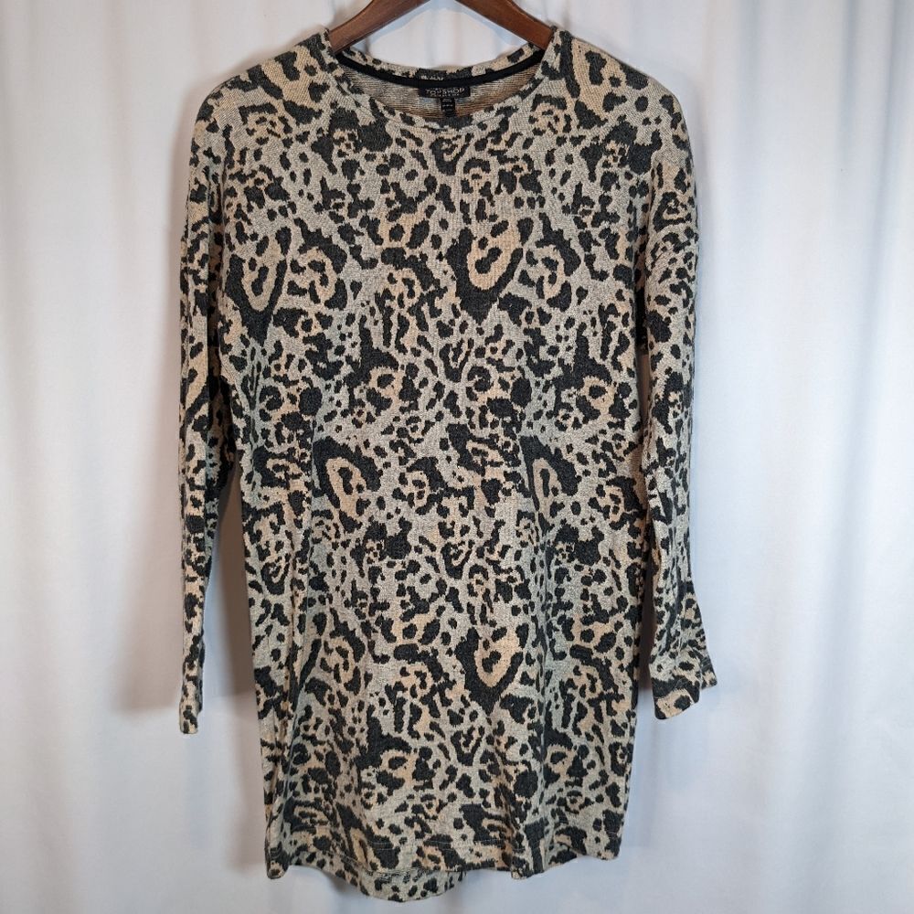 TopShop Animal Print Tunic Crew Neck Sweater
